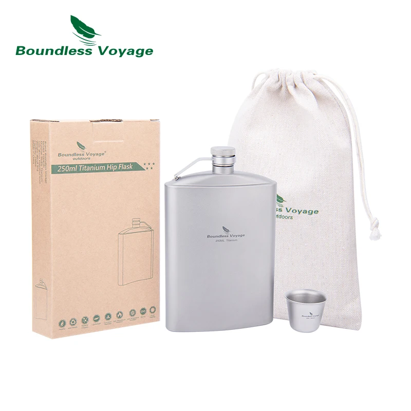 Фляга Boundless Voyage 250 мл из титана с мини-стаканом и воронкой для кемпинга, походов, карманная фляжка для виски и вина для мужчин и женщин (art.: 3920daa5d96bc) - 3920daa5d96bc