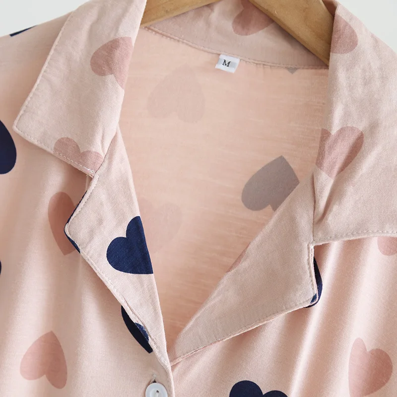 Modal Soft Nightshirt Button Down Sleepshirt Long Sleeves Boyfriend Nightgown Women Mid-Calf Length Print Sleepwear Pajama Dress