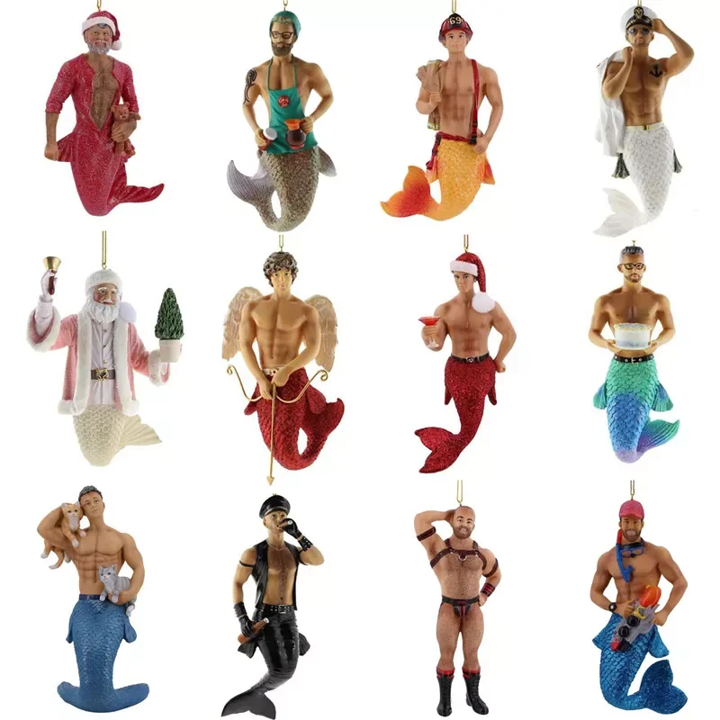 

2022/3D Resin Male Mermaid Ornaments Personalized Christmas Tree Hanging Decoration Crafts Creative