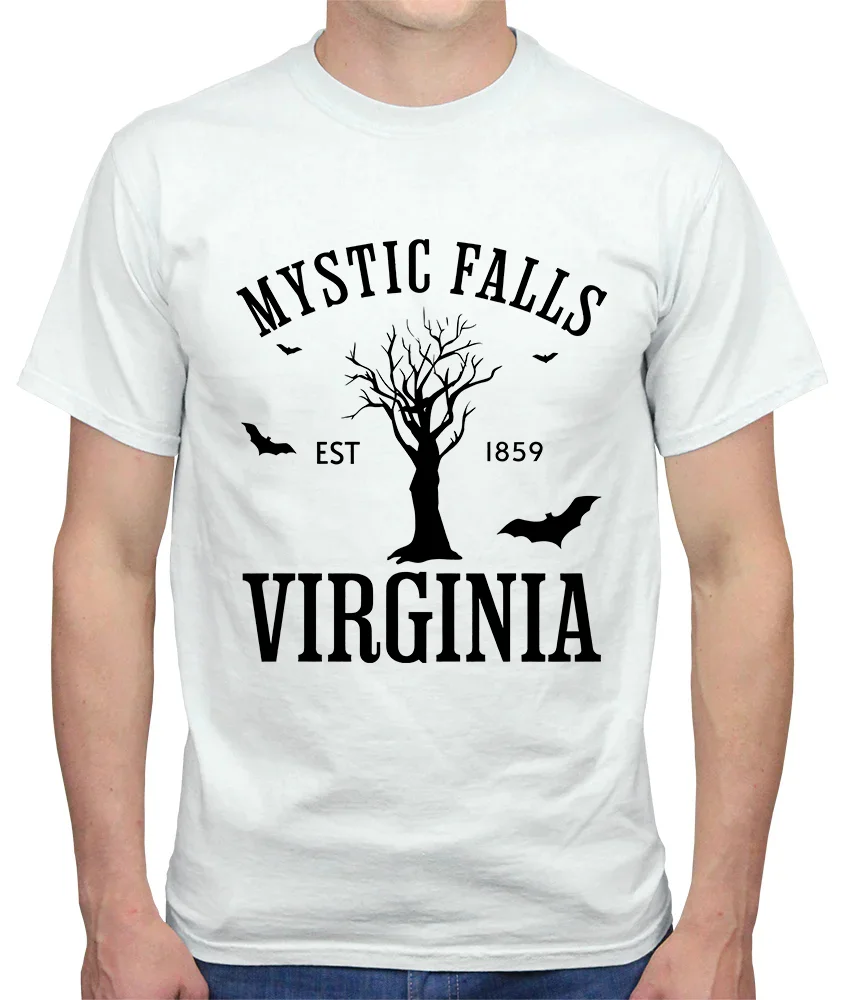 Винтажная футболка для мужчин и женщин MysticFalls Est 1859 Virginia топ с принтом Harajuku хип-хоп