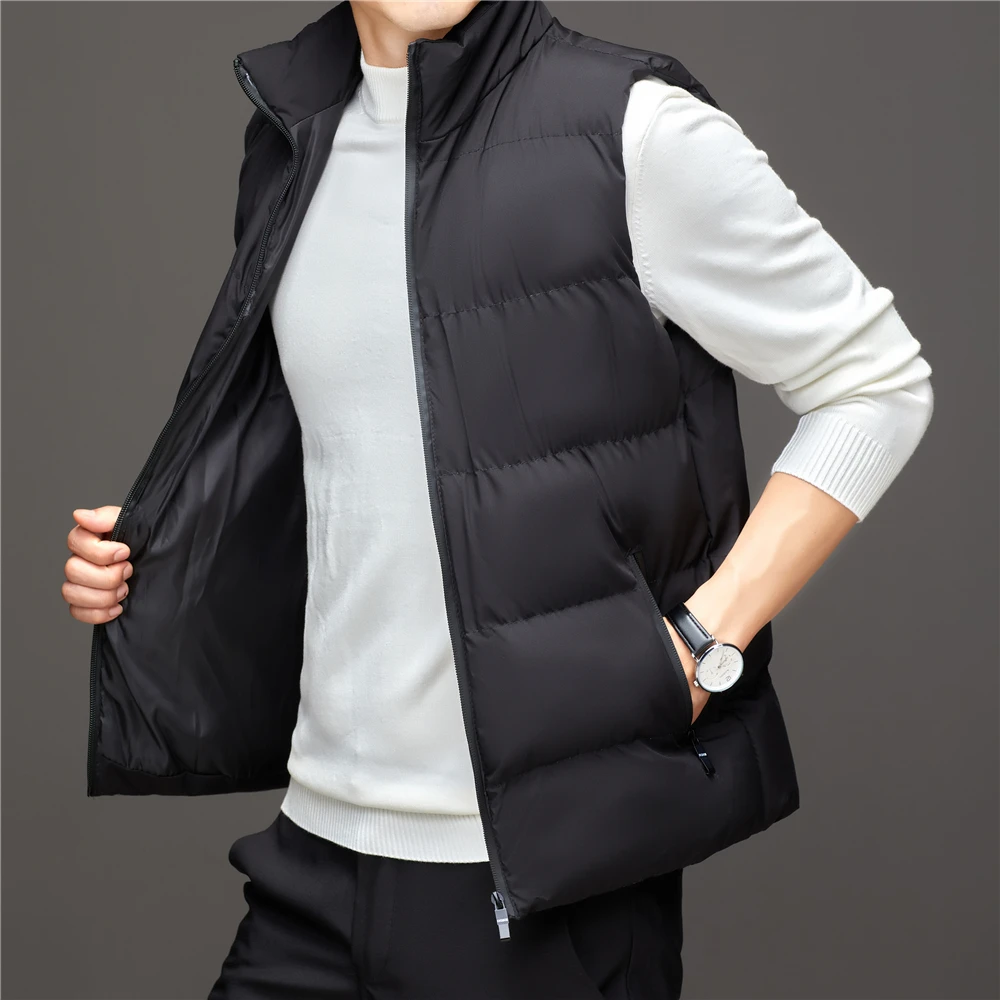 COODRONY Brand Zipper Sleeveless Jacket Men Clothing Autumn Winter New Arrival Vest Parkas Solid Color Stand Collar Coats Z8167