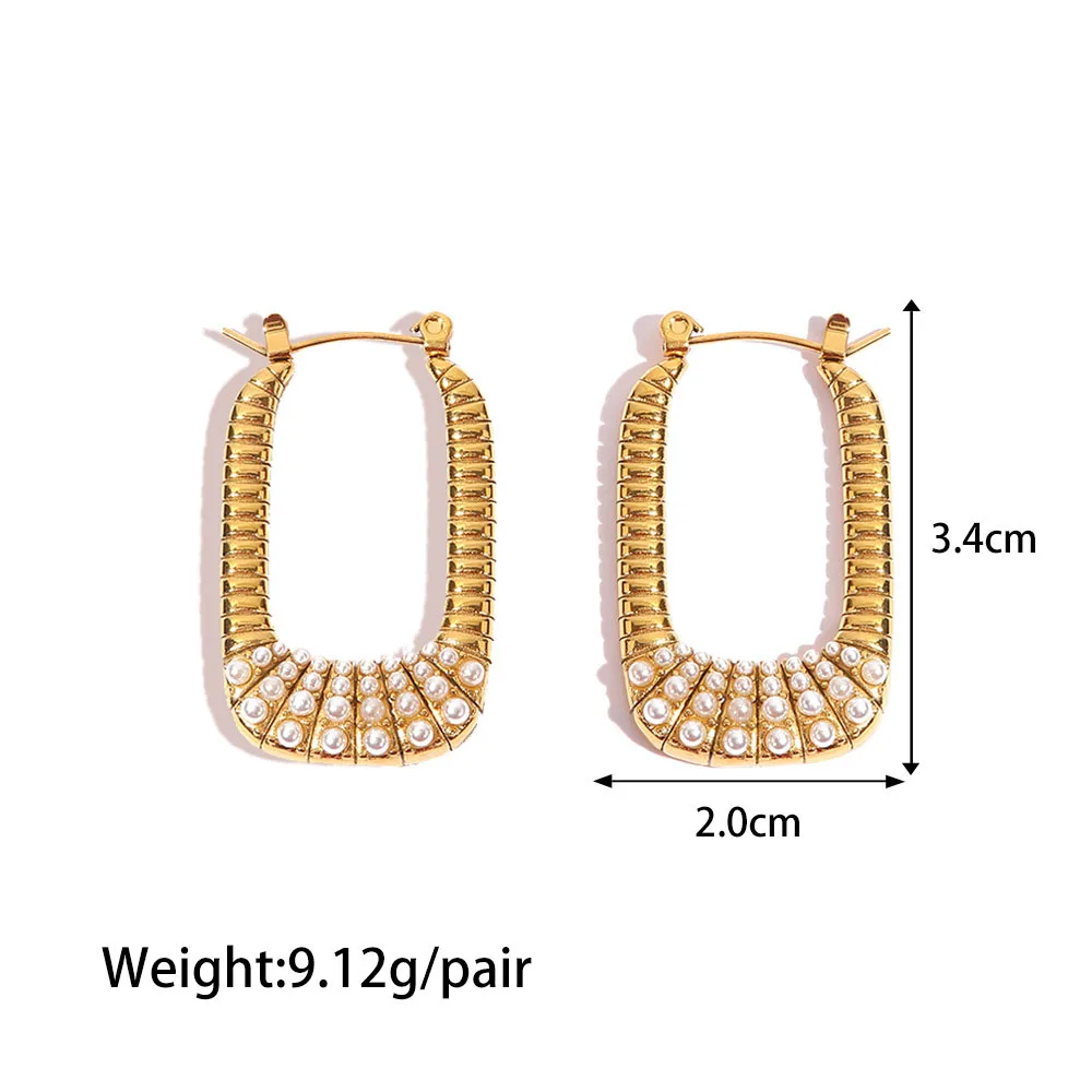Stainless Steel PVD 18K Gold Plated Tarnish Waterproof Colorful Rhinestoned Rectangle Earring For Woman Jewelry Wholesale Trendy