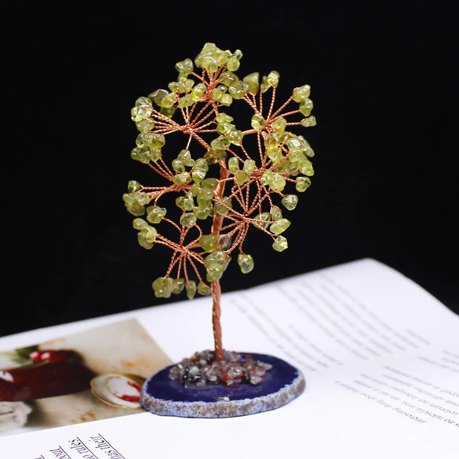 

Handmade Crystal Fortune Tree Lucky Tree Green Olive Room Decor Ornament