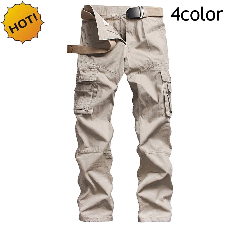HOT 2020 Military Men's Multi Pockets Washed Loose Bag Overalls Mountain Tactical Desert Straight Leisure Trousers Tooling Pants