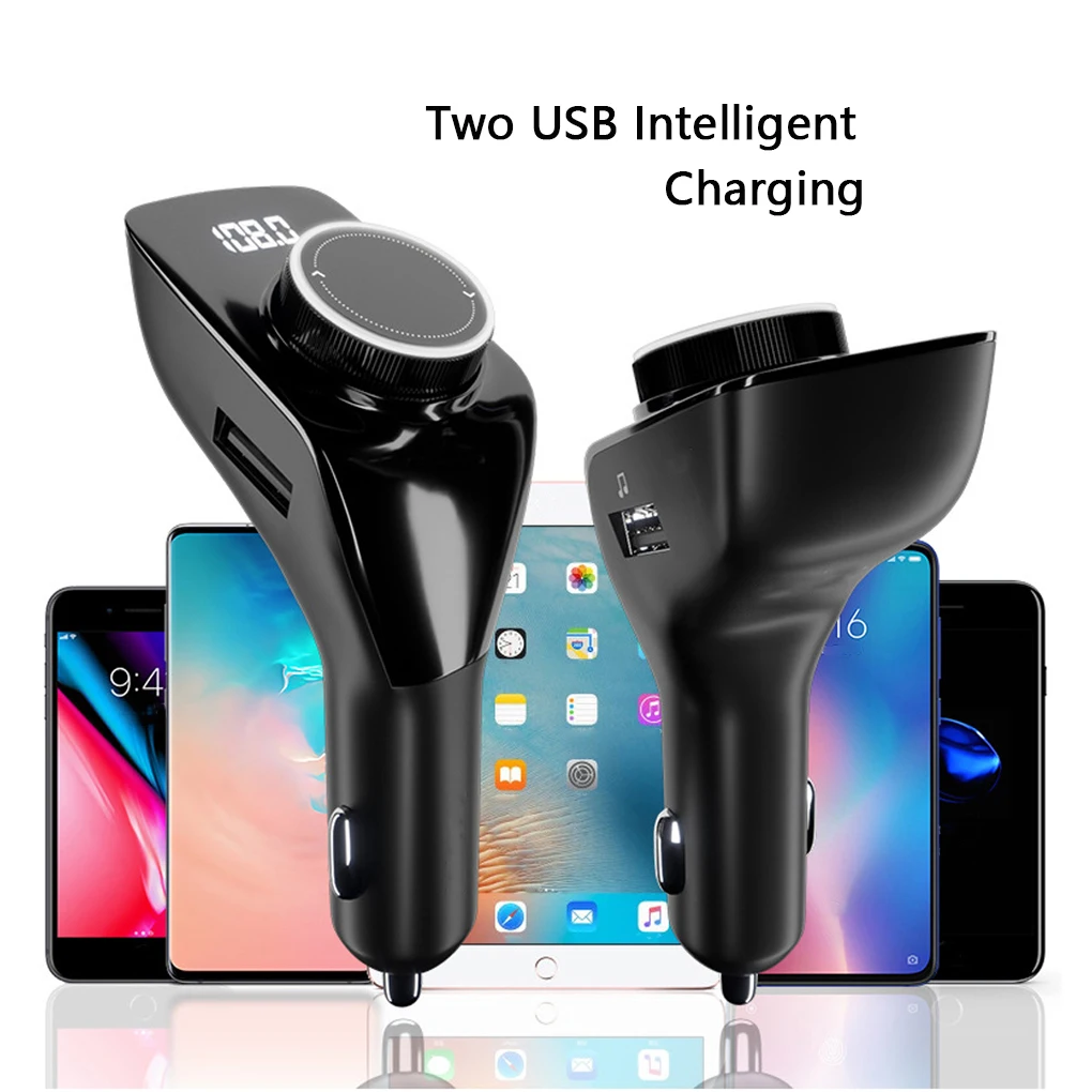 

Автомобильный Bluetooth 5,0 радио передатчик цифровой дисплей MP3 модулятор плеер Handsfree аудио приемник Двойной USB телефон быстрое зарядное устройс...