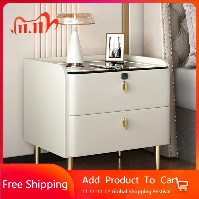 

Smart Storage Bedside Tables White Nordic Drawers Bedroom Nightstands Comfortable Auxiliary Mesa De Noche Home Furniture LJ50BT