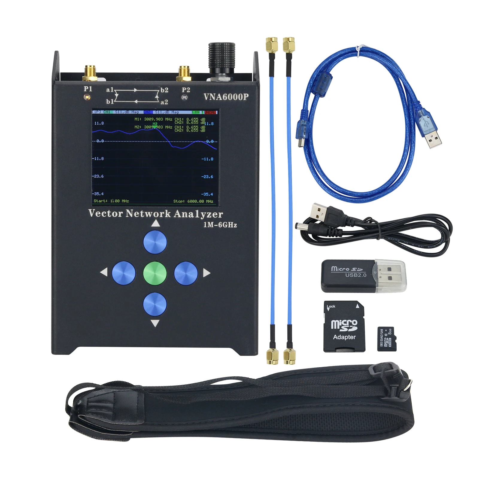 

VNA6000P 1M-6GHz Portable Vector Network Analyzer VNA Analyzer with Display Aluminum Shell