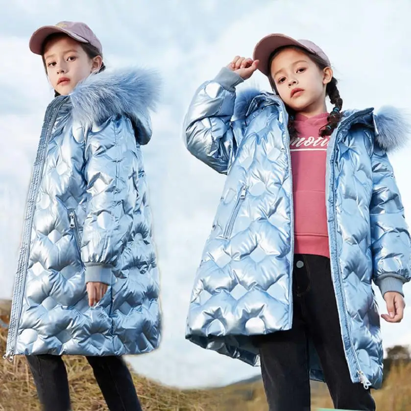 2022 Winter Fashion Glossy Waterproof Hooded Warm Coat Outerwear Kids Clothing White Duck Down Jackets For Boys Girls  Y3287