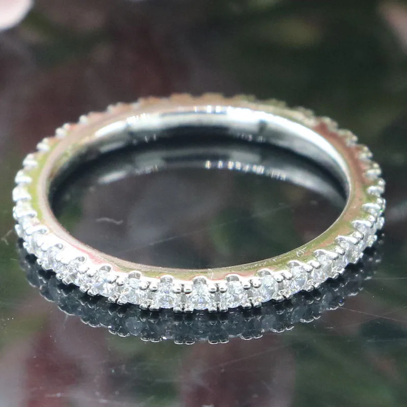

20x2mm Classic AAA+ White Bright Cubic Zircon Ladies Wedding Silver Rings Wholesale Drop Shipping