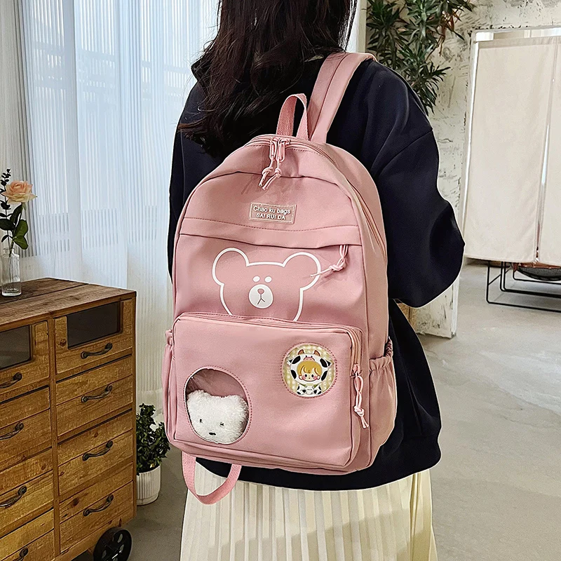 2023 New Backpack Girl Kawaii Large Capacity School Bags Middle High Schools Light Preppy Style High Quality