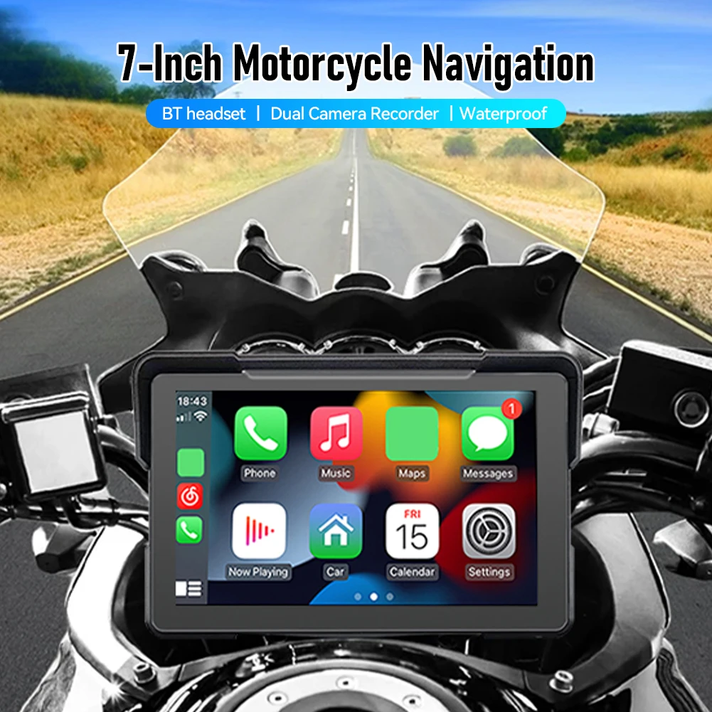 Портативный 7-дюймовый мотоциклетный навигационный GPS беспроводной Apple Carplay Android