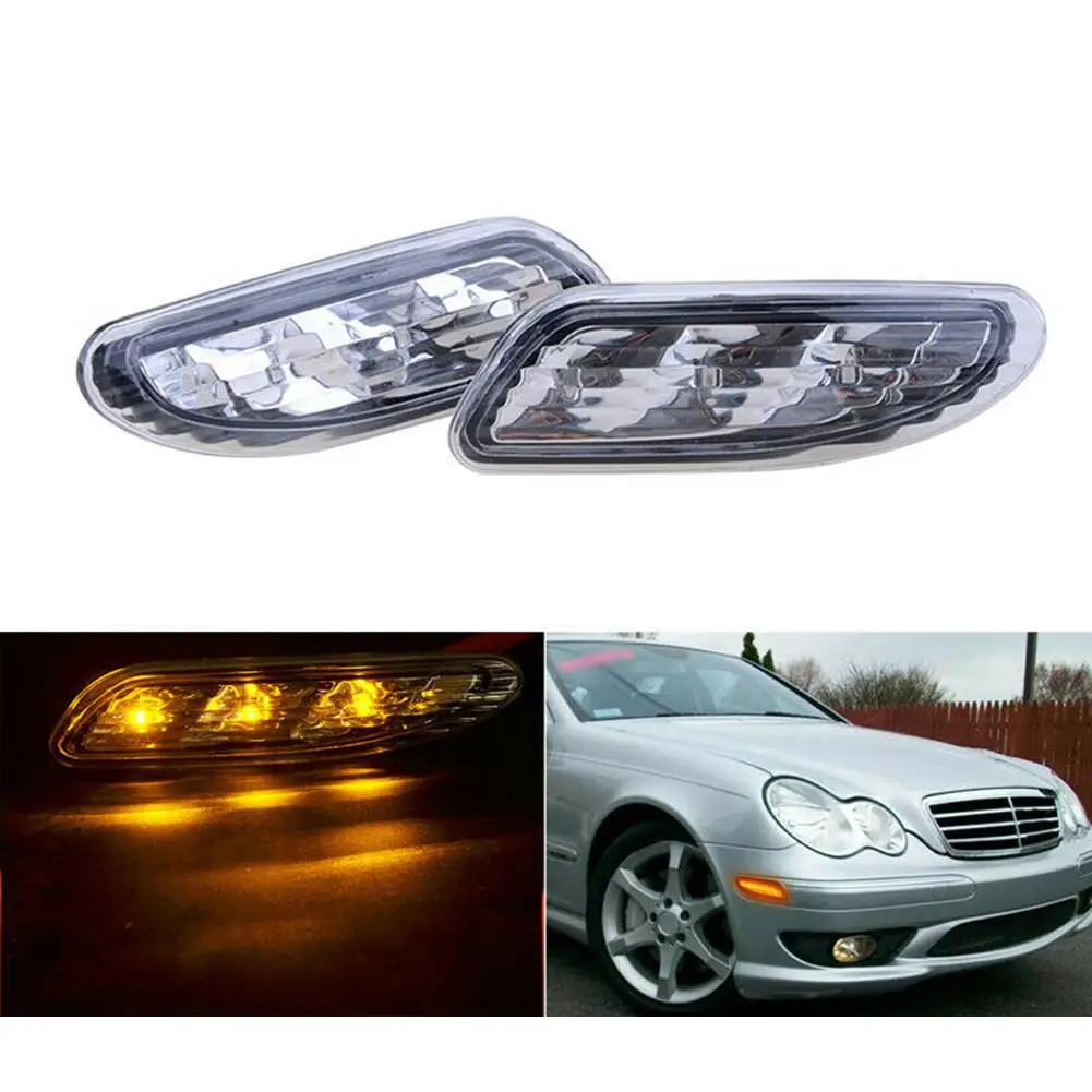 

1 Pair Lens Led Side Marker Light Bumper Turn Signal Lamps Front Bar Lights Compatible For W203 01-07 Modified Parts