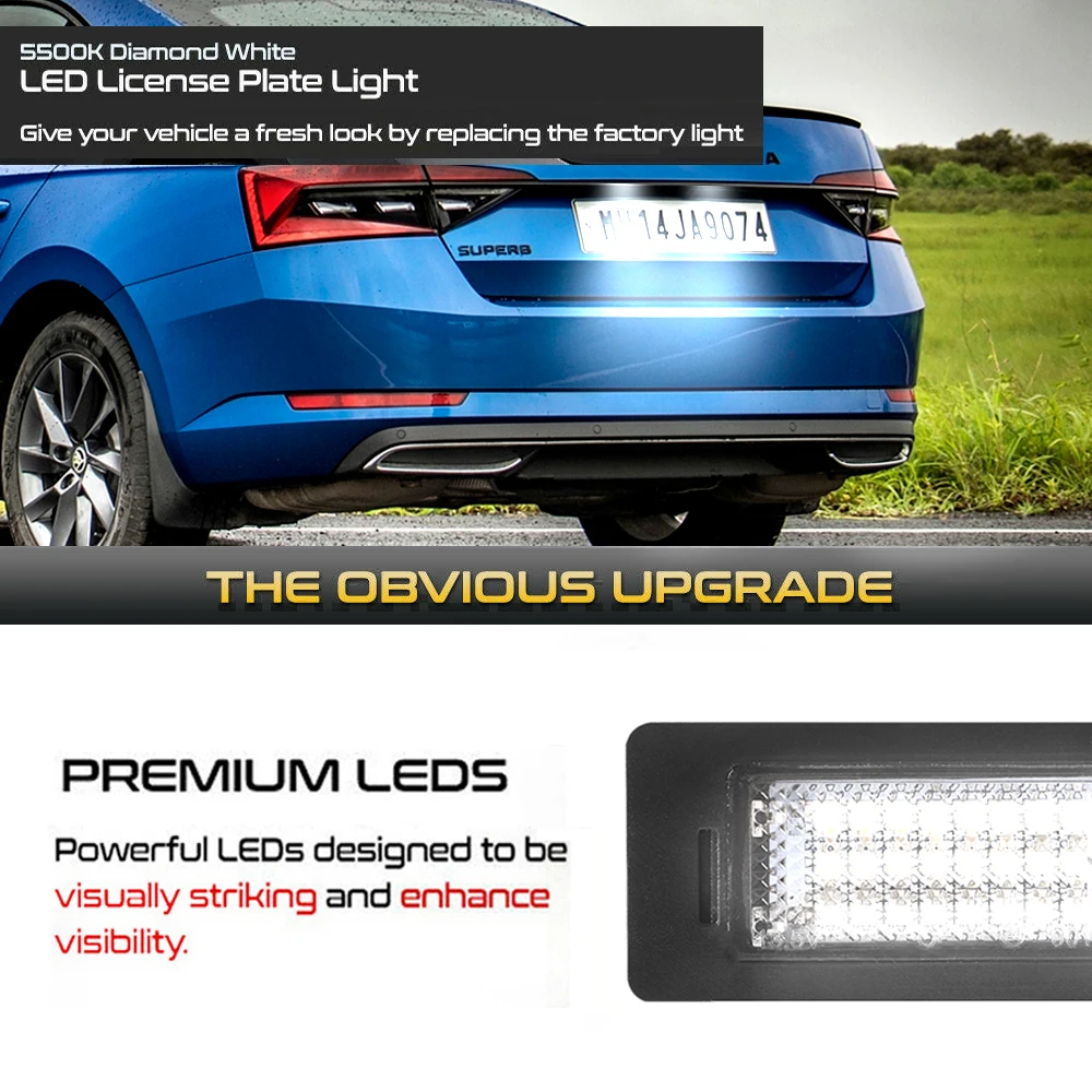 Фото 2 шт. без ошибок 24 SMD светодиодный номерной знак освещение для Skoda Superb Kodiaq Octavia Karoq Rapid Yeti разведчик автомобильные аксессуары №3