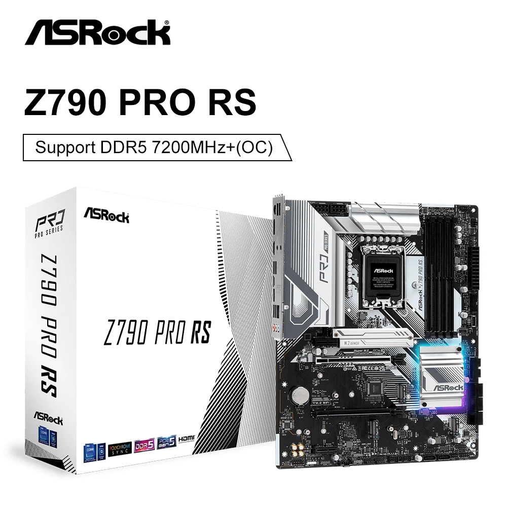 

ASRock New Z790 Pro RS Motherboard DDR5 128GB Supports 13th Gen 12th Gen Processor i3 i5 i7 i9 Pcle5.0 M.2 ATX LGA 1700 Desktop