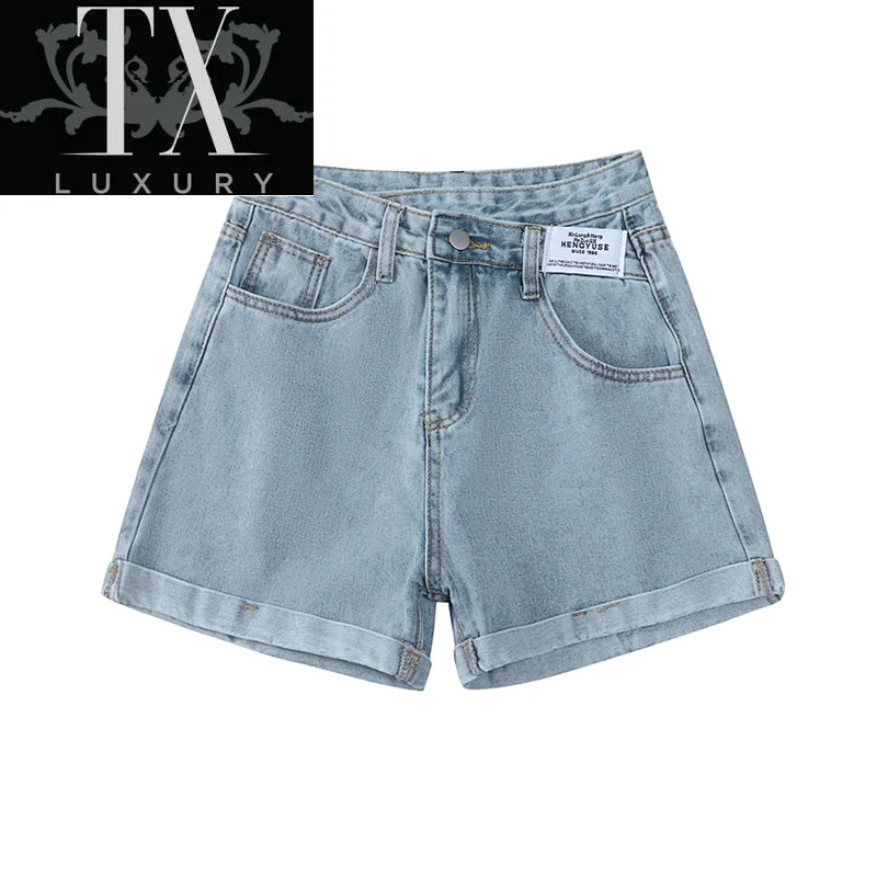 

Straighting Denim Women Summer New Streetwear Design Loose Casual Wide Leg Jean Shorts Thin And High Waist Female