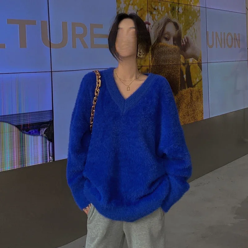 Пушистый свитер женская одежда на осень и зиму Y2k уличная норковый мягкий пуловер