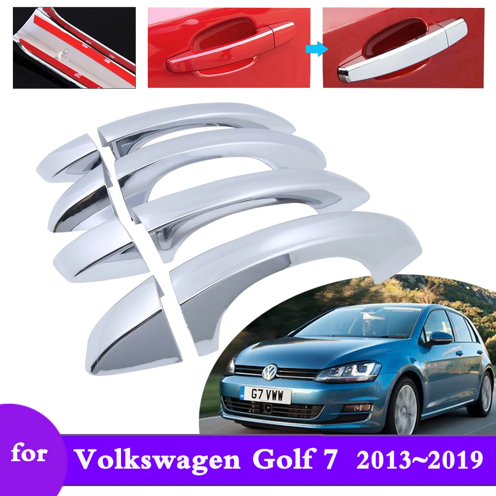 

Хромированная крышка дверной ручки для Volkswagen VW Golf 7 Mk7 2013 ~ 2019, Защитная Наклейка для стайлинга, автомобильные аксессуары, гаджет 2014 2015 2016