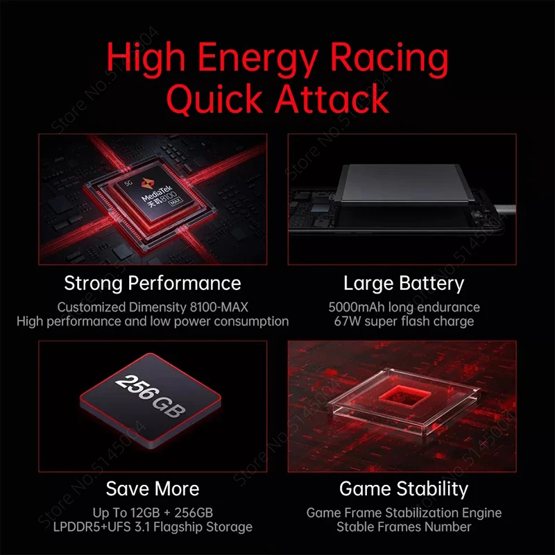 Ceny OnePlus Ace Racing Edition 5G Telefony Komórkowe 6.59 Calowy Ekran 120Hz Dimensity 8100 MAX Octa Core 64MP Potrójne Kamery NFC 5000mAh