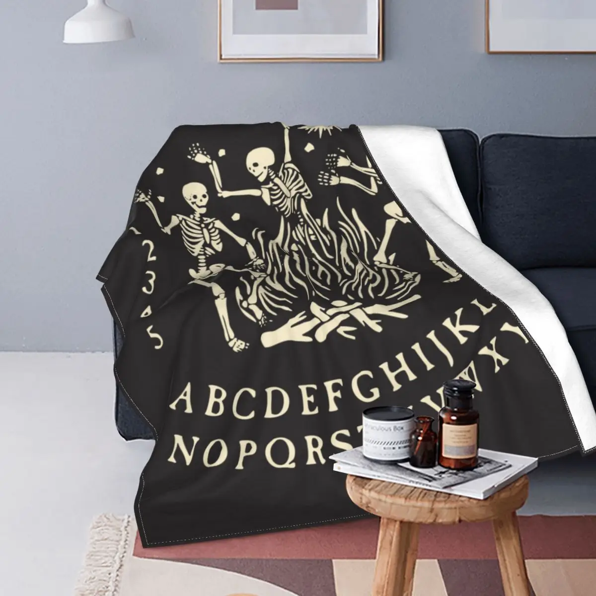 

Spirit Ouija Board Magic Mystical Blanket Cover Fleece Dancing Skeletons Halloween Soft Throw Blanket for Car Sofa Couch Bed Rug