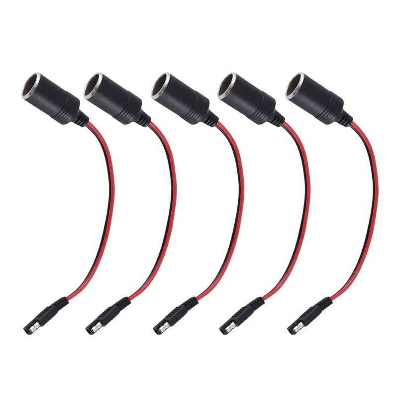 

5Pcs Female Cigarette Lighter Socket To Sae With Sae 2 Pin Quick Release Disconnect Connector Plug 14AWG Extension Cable