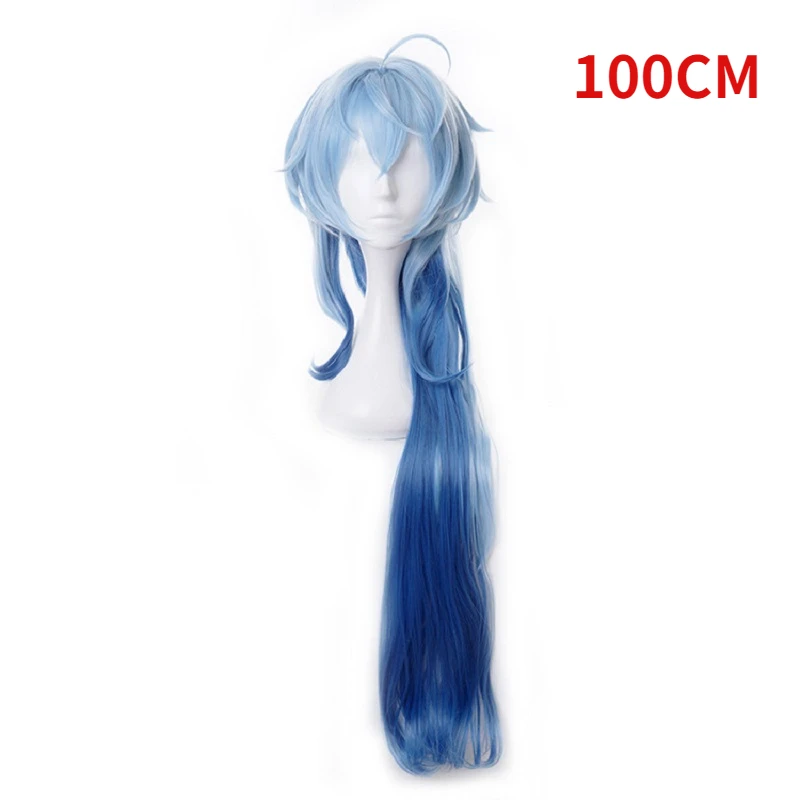 

Лидер продаж, парик для косплея из игры Genshin Impact Ganyu, градиентный темно-синий парик, искусственная кожа головы, синтетический термостойкий ко...