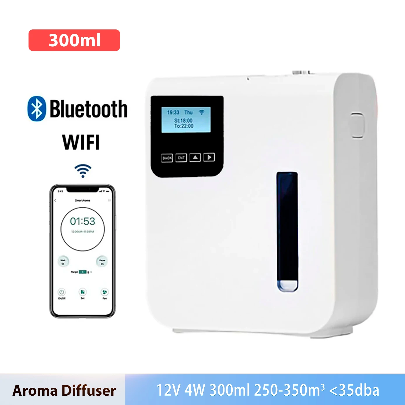 

300ml Commercial Hotel Aroma Diffuser Connected HVAC/AC Essential Oil Fragrance Machine Smart WIFI Timing Automatic Fragrance