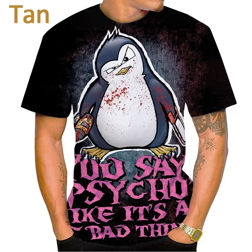 Футболка с 3D-принтом психопингвина забавная уличная одежда унисекс модный топ