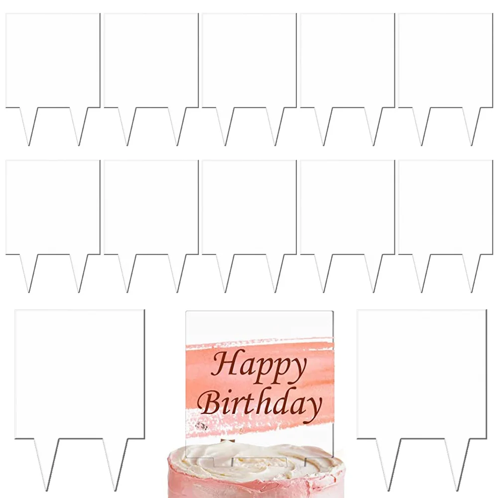 

4inch/6inch Square Acrylic Cake Toppers Clear Blank Circle DIY Cake Topper for Wedding Birthday Party Cake Decorations Tools
