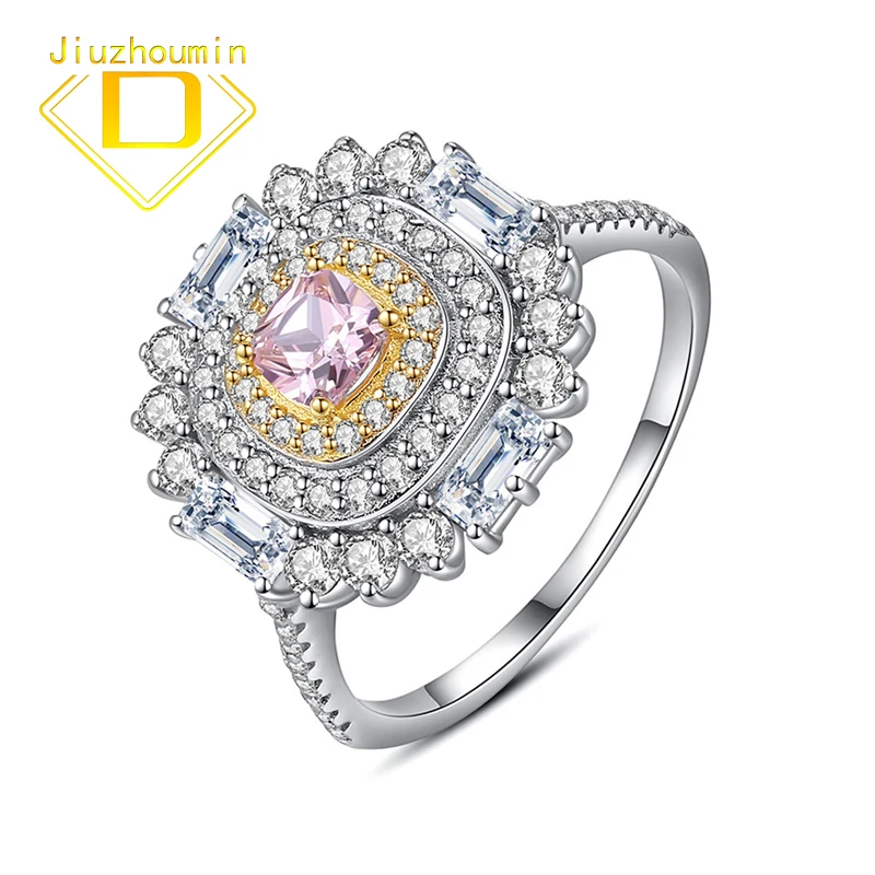 

Luxury Morganite Gemstone Rings for Women Solid 925 Sterling Silver Wedding Engagement Pink Stone Fine Jewelry Christmas Gift