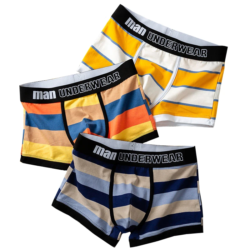 Men's Panties Cotton Boxers Mens Youth Sports Personality Boxer Shorts Men Underpants Stripes Japanese Style Underwear Man