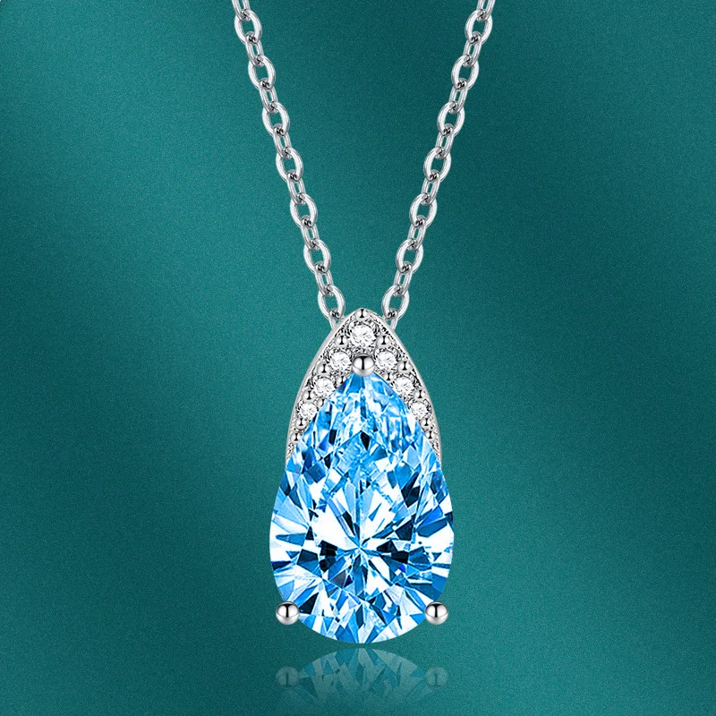 Женская подвеска в виде капли AIYANISHI, ожерелье из серебра 925 пробы с цветным бриллиантом, украшение для подарка