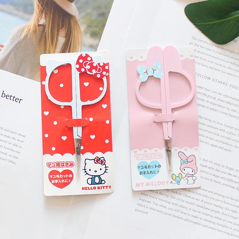 

Ножницы для стрижки бровей Sanrio Hello Kittys, аксессуары, милые красивые ножницы для красоты волос в носу, инструменты для красоты, игрушки для девочек в подарок