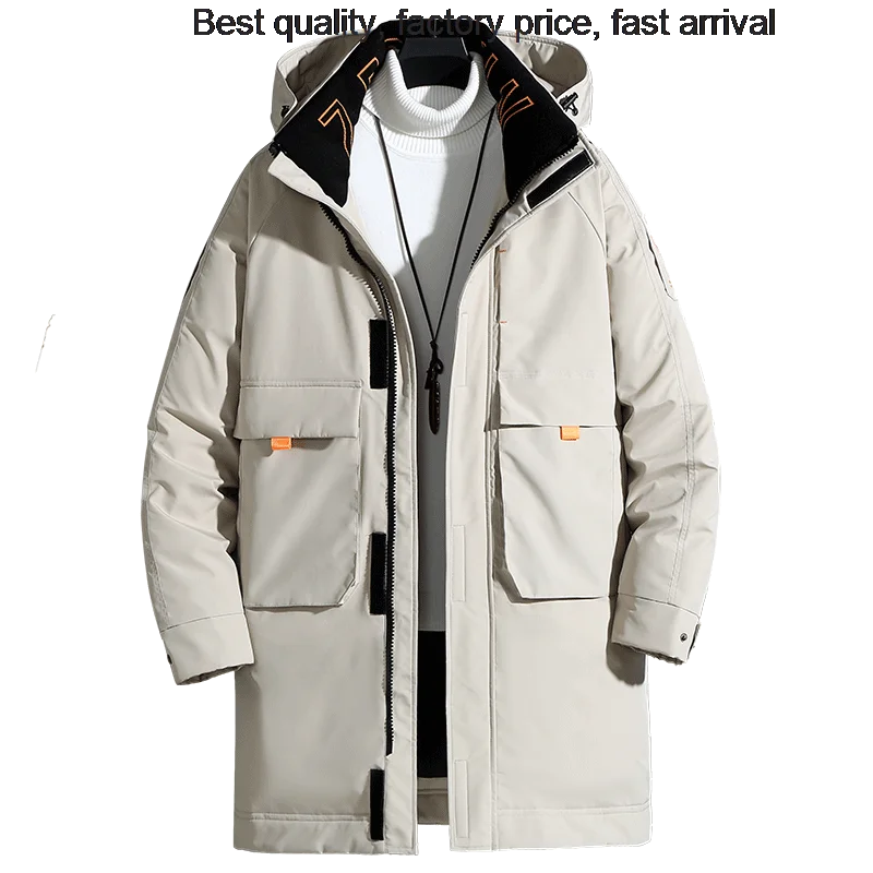 High quality luxury brand New Thick Coat Hooded Warm Mid-Length Parka White Duck Fashion Men's Winter Down Jacket