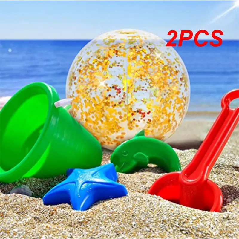 

2PCS Outdoor Inflatable Beach Ball Summer Water Play Party Pool Toys Kids Toys Glitter Confetti Beach Ball Accessories Water