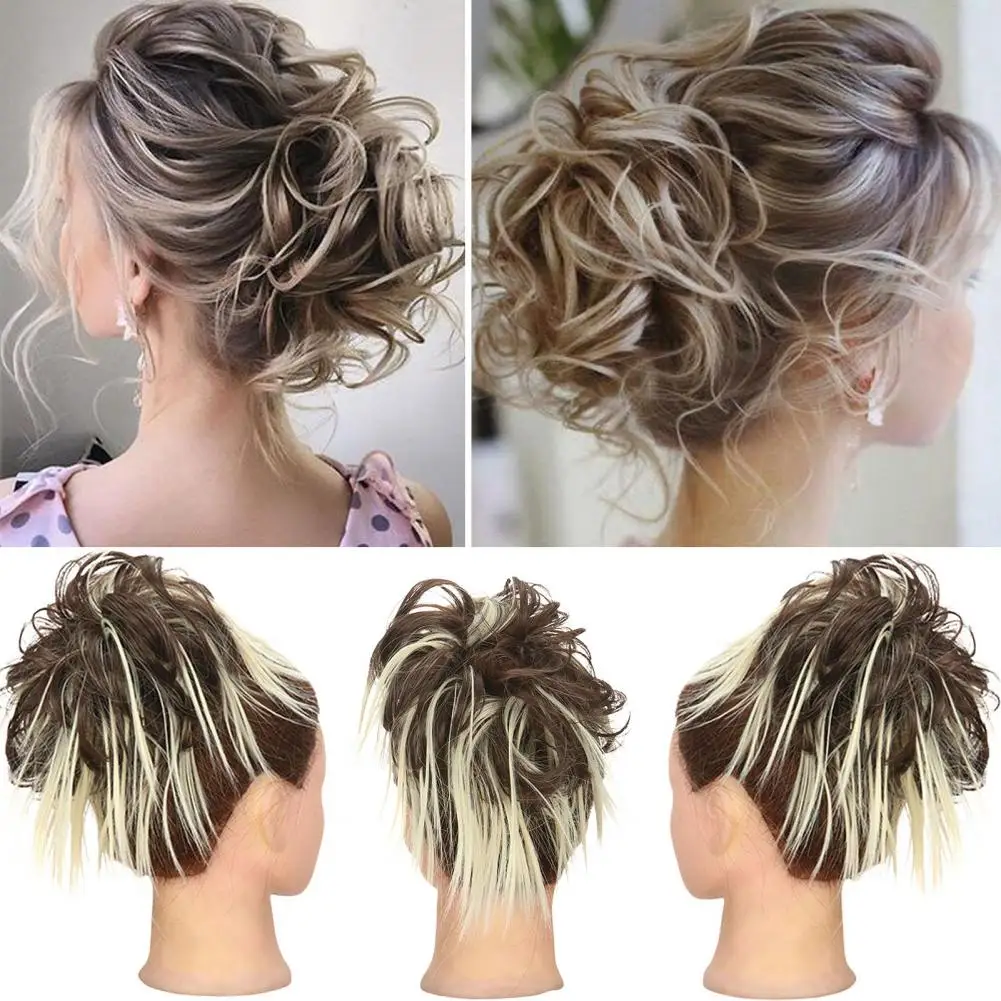 

Women Wig Multicolor Natural Fluffy Exquisite Fashion Makeup Tool High Temperature Silk Tie Up Fake Ponytail Braid Wig for Home