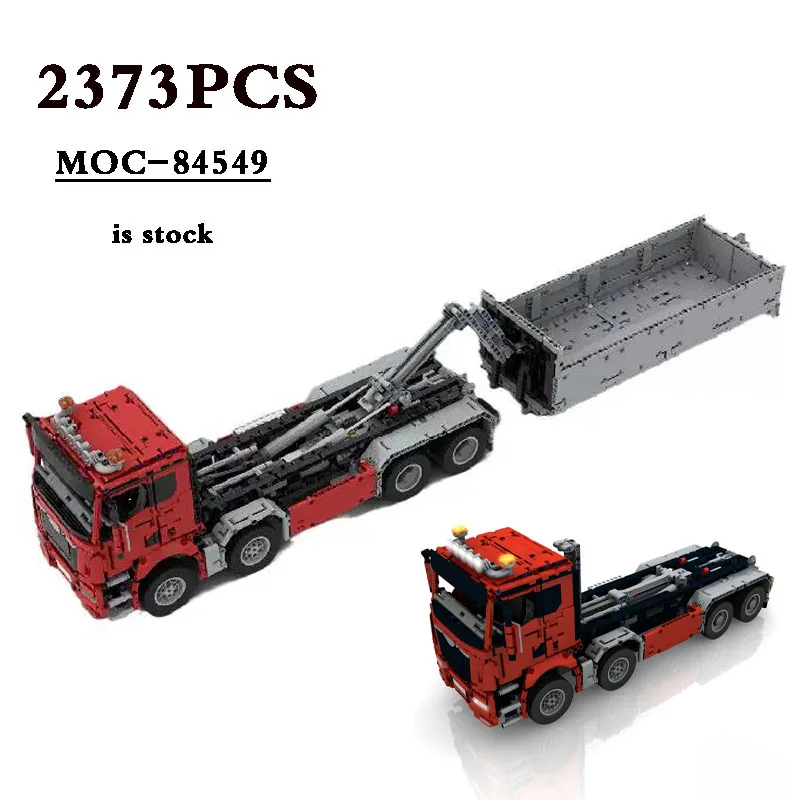 

MOC-84549 Container Custom RC Hook Lift 8x4 Dump Dump Truck 2373pcs Building Block Toy DIY Birthday Gift Christmas Gift