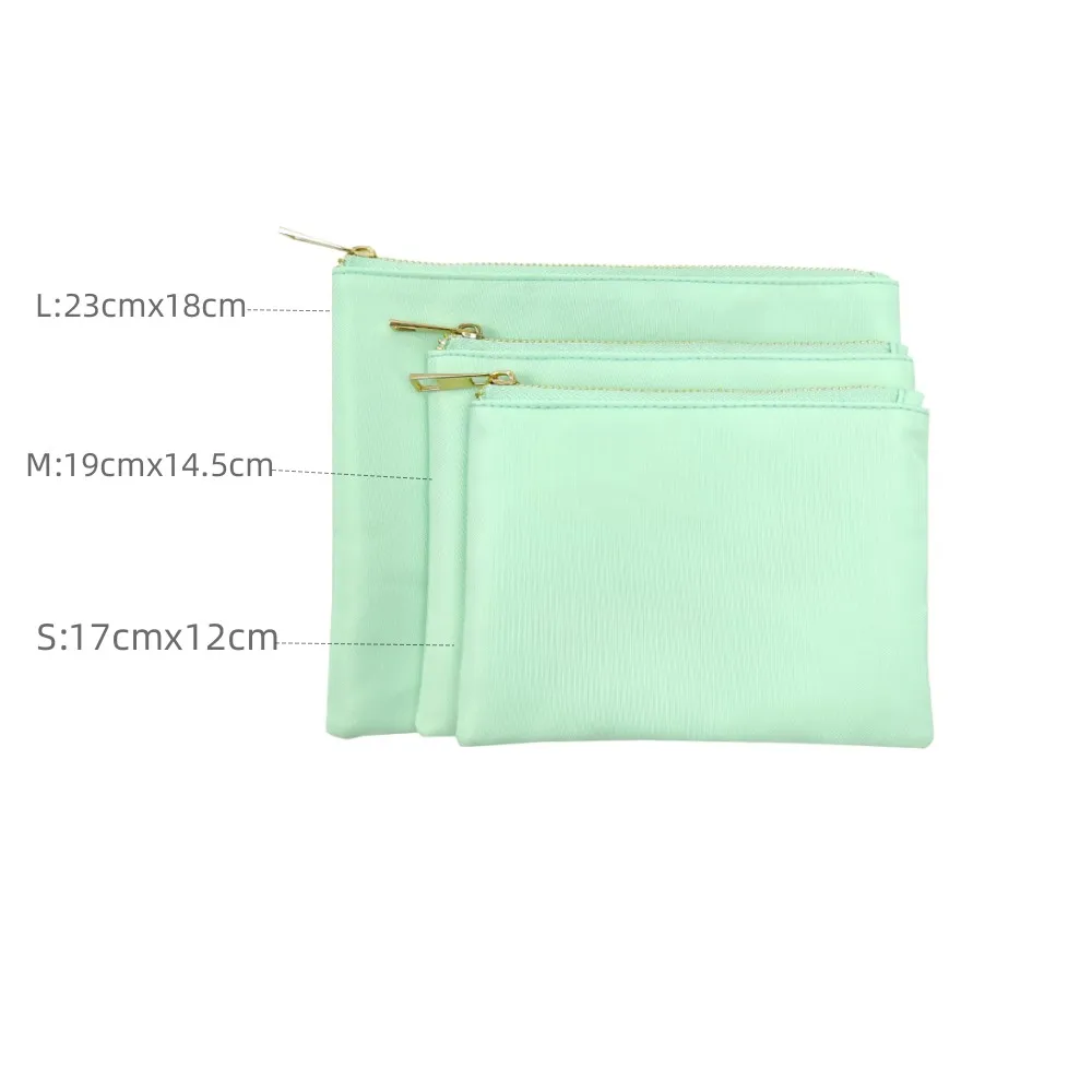 Solid Color Beauty Items Organizer Pocket Purse Pouch Inner Bag Blank Cosmetic MakeUp Pouch Bag Customizable with Letter Patch