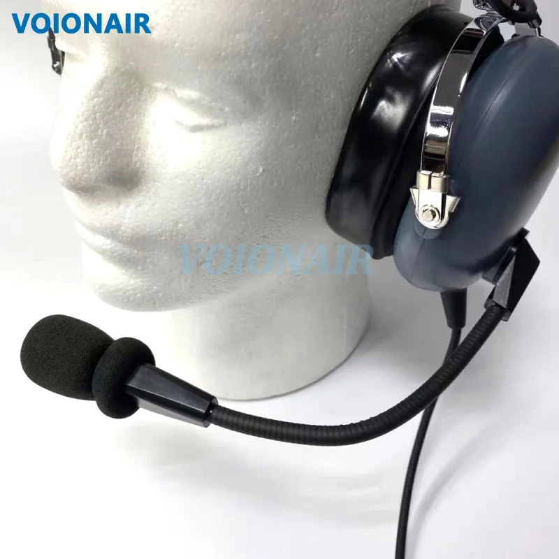 Фото Авиационная гарнитура VOIONAIR для пилотов с микрофоном с шумоподавлением, двойной разъем GA, мягкие амбушюры, гарнитура PNR №2