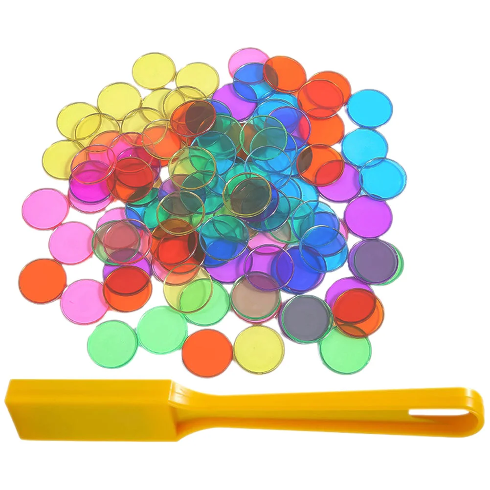 

Kids Treasure Boxs Transparent Disc Teaching Aids Magnetic Wand Chips Counting Toy Wafer Round Educational Plastic Sorting Child
