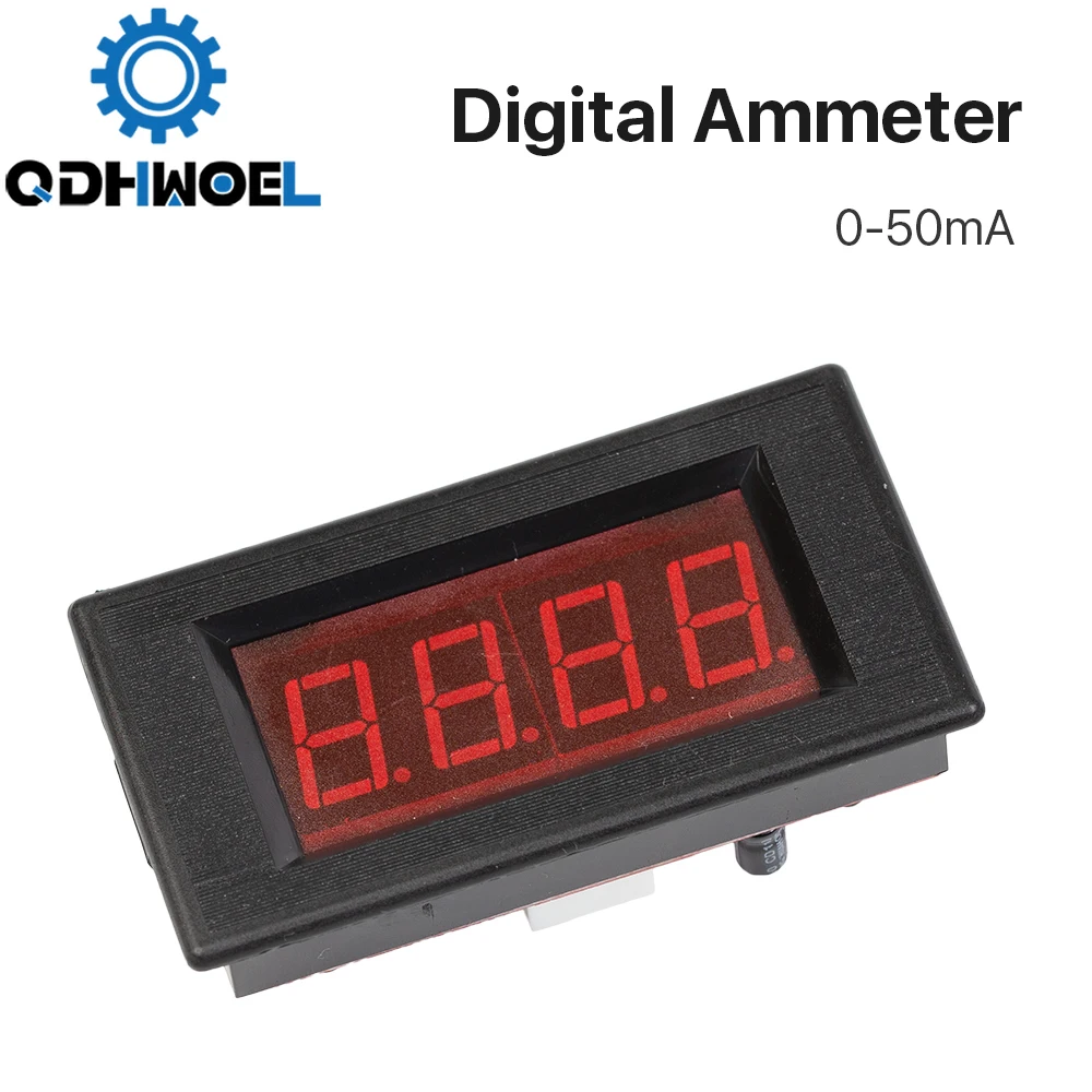 

50mA LED Digital Ammeter DC 0-50mA Analog Amp Panel Meter Current for CO2 Laser Engraving Cutting Machine