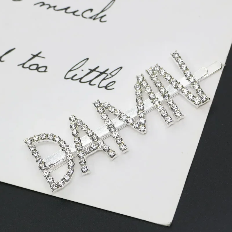 Заколки для волос с надписью QUEEN женские серебристые шпильки со стразами