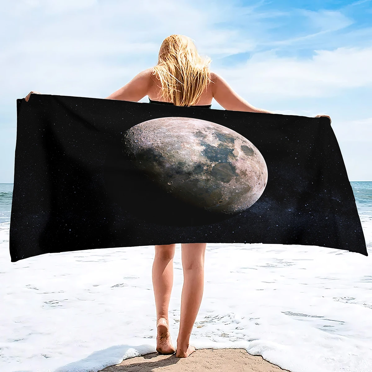

Satellite Moon Enceladus Oversized Beach Towel Highly Absorbent Microfiber Bath Towel Quick Dry Sandless Blanket for Adults
