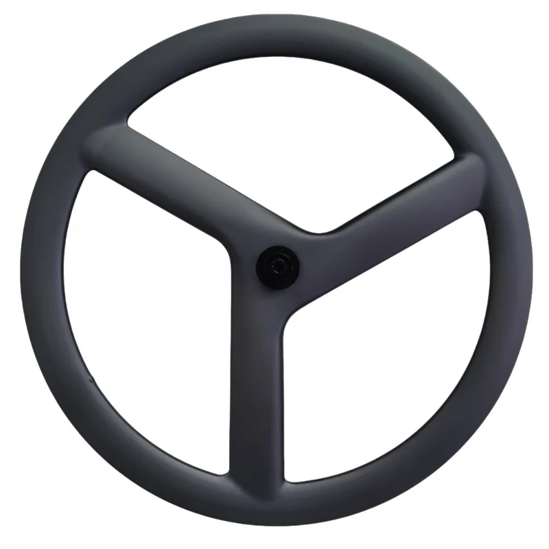 Фото Карбоновые колеса QORA 700C с 3 спицами и центральным креплением Center Lock для трековых/шоссейных велосипедов, трехспицевые карбоновые колеса №3
