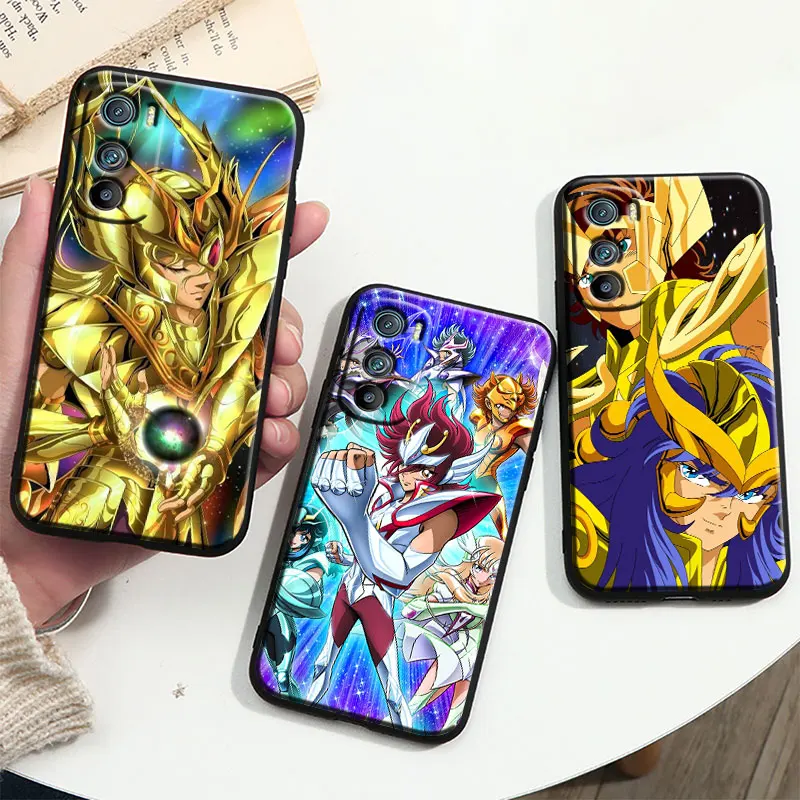 

Classic Anime Saint Seiya Cover For Motorola MOTO G9 G22 G30 Edge30 Pro E22 S E30 E40 Fusion Plus Lite Black Phone Case