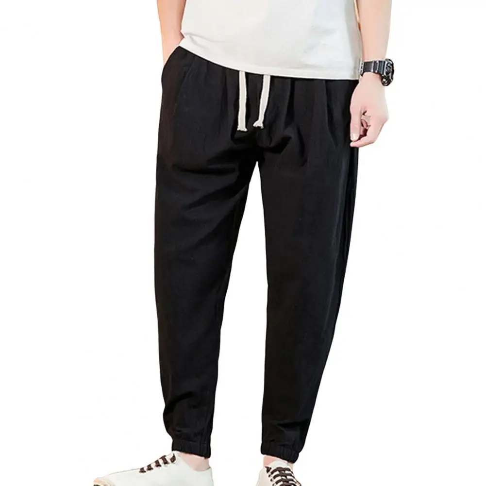 

Casual Loose Pure Color Sweatpants Men Pants Chinese Style All Match