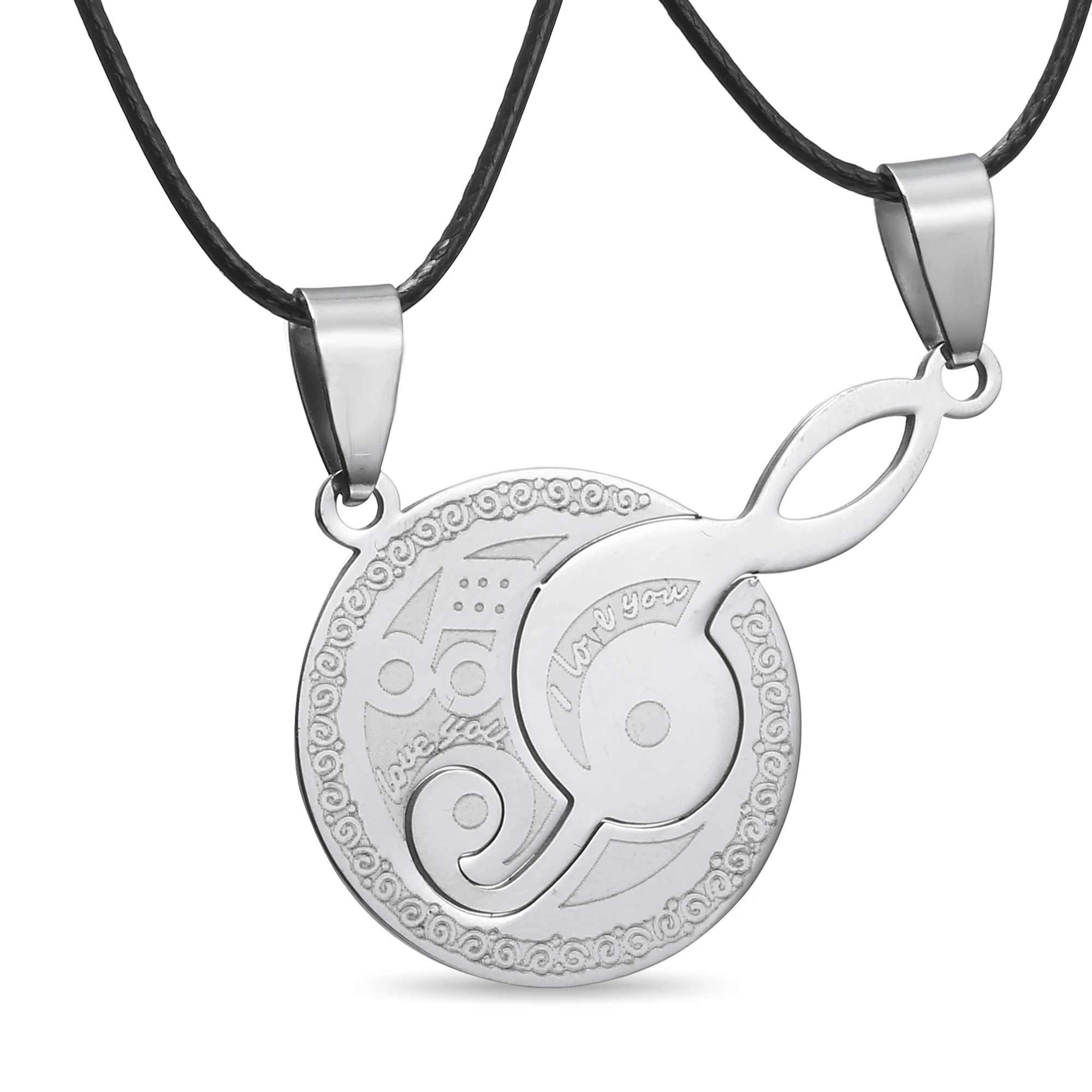 

2Pcs/Set Romantic Couple Pendant Necklace for Woman Men Stainless Steel Retro Musical Note Shape Paired Necklace Lover Jewelry