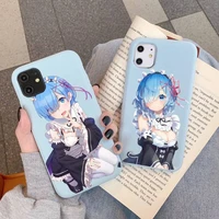 re zero ram rem anime phone case for iphone 11 12 13 mini pro xs max 8 7 6 6s plus x xr solid candy color case