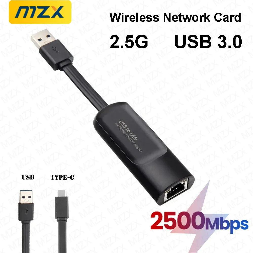 Фото Сетевая карта 2,5G, 2500 Мбит/с, адаптер Gigabit Ethernet USB 3.0 типа C к RJ45 Lan, проводной преобразователь, драйвер, бесплатные аксессуары для ПК, ноутбуков №1