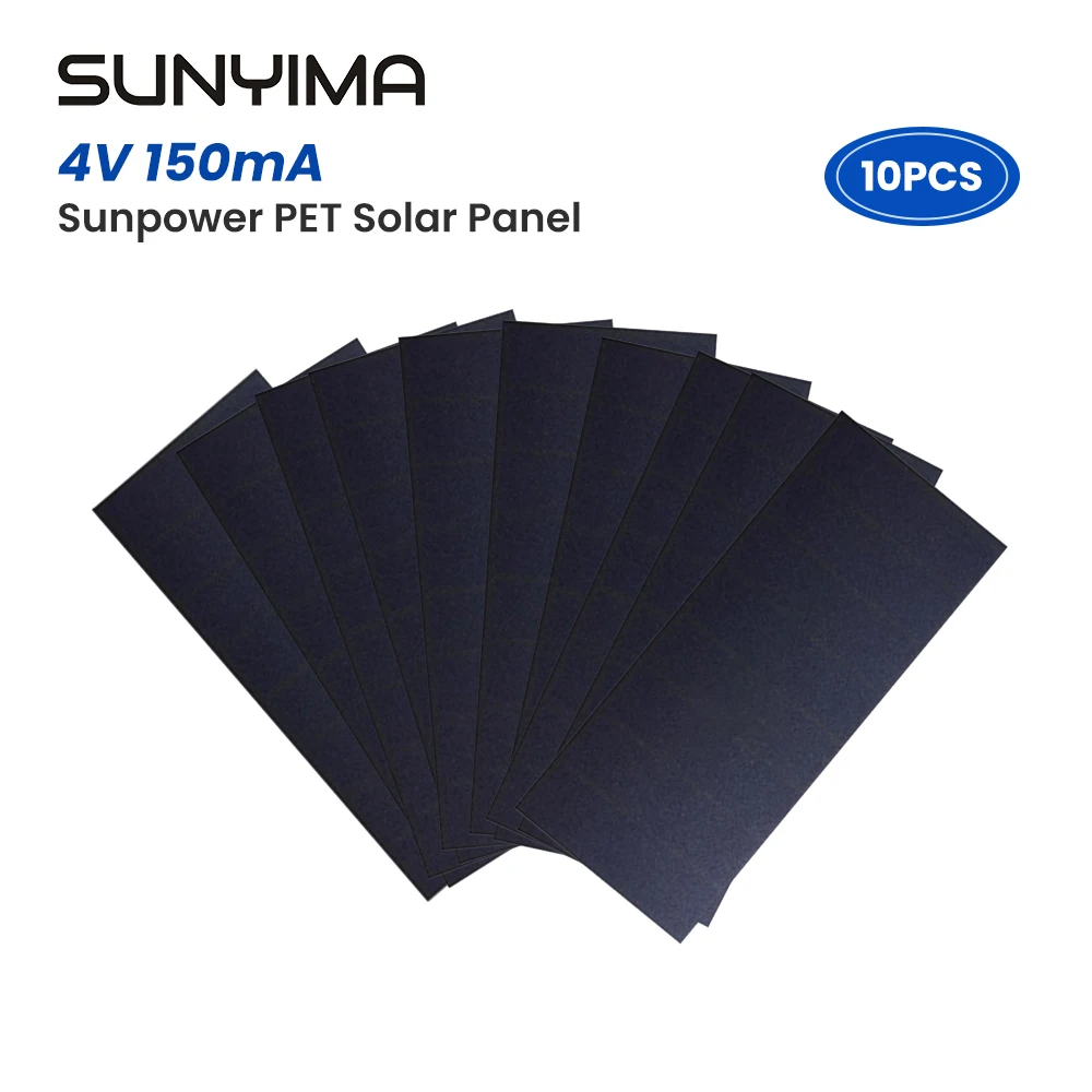 10pcs SUNYIMA 90*40 0.6W 4V SMT Pet Sunpower Solar Panel Charging GPS PV Panel High Efficiency Solar Cells For DIY