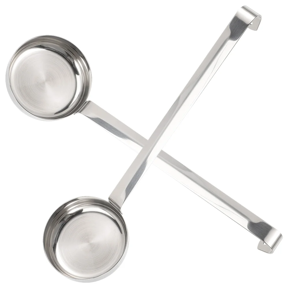 

2 Pcs Dispenser Pizza Sauce Spoon Metal Spoons Ladles Serving Stainless Steel Multifunctional